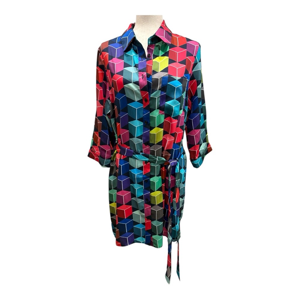 MILLY 100% Silk Sophie Geo-Dress NWT 
size Medium - Picture 8 of 13